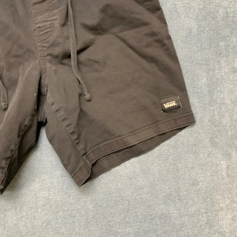 Vans Chino Shorts Mens Medium Black Slash Pockets Casual Summer Drawstring Waist